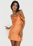 Yahuite Zabbarra Off The Shoulder Mini Dress Orange