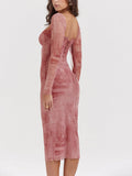 YAHUITE Pink Print Corset Dress