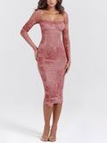 YAHUITE Pink Print Corset Dress