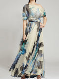 YAHUITE Lolita Swing Skirt Print Maxi Dress