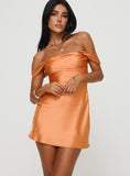 Yahuite Zabbarra Off The Shoulder Mini Dress Orange