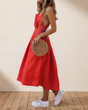 YAHUITE Backless Lace Up Summer Dress