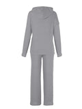 YAHUITE-YAHUITE Solid Knit Hoodie & Pants Set