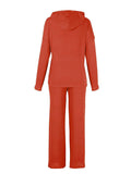 YAHUITE-YAHUITE Solid Knit Hoodie & Pants Set