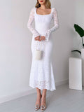 YAHUITE Lace Ruffle Dress