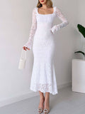 YAHUITE Lace Ruffle Dress