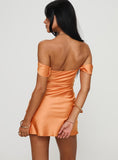 Yahuite Zabbarra Off The Shoulder Mini Dress Orange