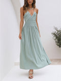 YAHUITE Back Cutout Flowy Maxi Dress