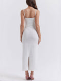 YAHUITE White Knit Maxi Dress