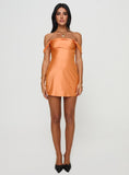 Yahuite Zabbarra Off The Shoulder Mini Dress Orange