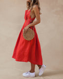 YAHUITE Backless Lace Up Summer Dress