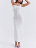 YAHUITE White Knit Maxi Dress