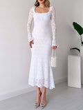 YAHUITE Lace Ruffle Dress