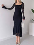 YAHUITE Lace Ruffle Dress