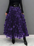 YAHUITE Elegant Dot Patchwork Tulle Skirt