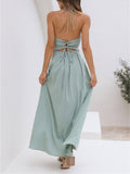 YAHUITE Back Cutout Flowy Maxi Dress