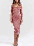 YAHUITE Pink Print Corset Dress