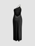 YAHUITE Moonlight Open Back Satin Slit Long Dress