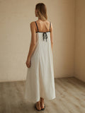 YAHUITE Minimalism Contrast Trim Long Dress