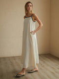 YAHUITE Minimalism Contrast Trim Long Dress