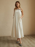 YAHUITE Minimalism Contrast Trim Long Dress