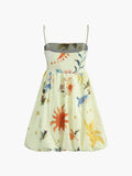 YAHUITE Vintage Print Balloon Dress