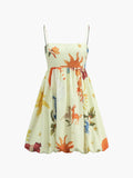 YAHUITE Vintage Print Balloon Dress