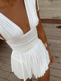 YAHUITE Ruched Drawstring Short Dress