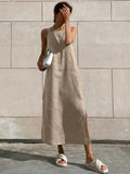 YAHUITE Minimalism Cotton Cami Long Dress