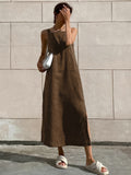 YAHUITE Minimalism Cotton Cami Long Dress