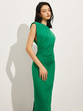 YAHUITE Split Crew Neck Sleeveless Dress