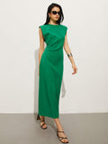 YAHUITE Split Crew Neck Sleeveless Dress