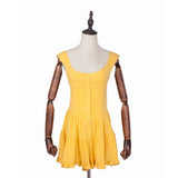 Boho Vintage Ladies Dresses Beach Ruffle Yellow Casual Mini Dress Vestidos Bohemian Elegant Summer Dress