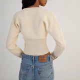 business casual outfits for women High Waist Women's round Neck Single-Breasted Sweater Women's Niche Short Top Inner Thin Sweater Fashion