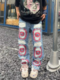 senior jeans Heavy-Duty Embroidered Ripped Jeans Niche New Spring and Summer Loose Trendy Straight Long Pants Straight