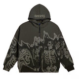 vintage streetwear men outfits Men's Streetwear Vintage Skull Hoodie Zipper Hoodie Sweatshirt Gothic Top