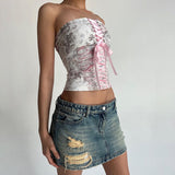 fashion inspo Style 2024 Summer New Women's Sexy off-Neck Printed Tube Top Slim Fit Inner Vest