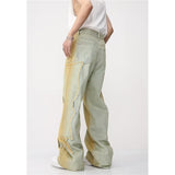 vintage jean High Street Retro Loose Washed Distressed Popular Loose Jeans Men's Draping Straight Slimming Pants