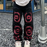 senior jeans Heavy-Duty Embroidered Ripped Jeans Niche New Spring and Summer Loose Trendy Straight Long Pants Straight