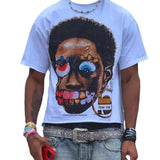 Yahuite streetwear men outfits Oversized Men's Head Printed T-shirt Men's Y2g American Gothic Trendy Street Hip Hop Harajuku Casual Short-Sleeved Top