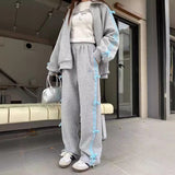 college outfits Design Bow Sweater Suit Women's Korean-Style High Waist Wide Leg Pants Casual Pants Two-Piece Set Autumn and Winter New