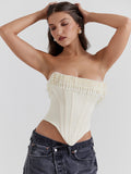 detective vs suspect dress to impress Hot New Solid Color Sexy Pearl Tube Top Sleeveless Fishbone Backless Vest