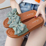 Yahuite 2024 Summer PVC Bow Women Sandals 3cm Thick Casual Shoes One line Elevated Flat Bottom Slippers