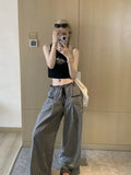 Yahuite Sweet Black Women Plaid Pants Coquette Japanese Style Cute Wide Leg Trousers Harajuku Kawaii Palazzo Pants Vintage Y2k