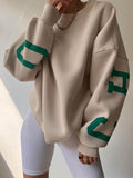 Black Friday Sales Y2k Women Clothing Sweatshirt Letter Printing No Hoodie Thickening Casual Long-Sleeved All-Match Autumn And Winter Pullover