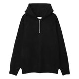 Yahuite American Half Zipper Hooded Sweater for Men's Autumn Lazy Style Thickened Knitwear Pullover Wide Shoulder Casual Loose Hoodies