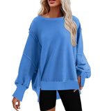 YAHUITE 2024 Autumn Sporty Young Style Minimalist Sweatshirts Women Solid Round Collar Loose Casual Basic Neutral Long Sleeve Hoodies