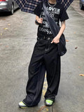 Yahuite Vintage Embroidery Black Jeans Women Oversized Streetwear Grunge Y2k Baggy Denim Trousers Boyfriend Jeans Hip Hop Gothic