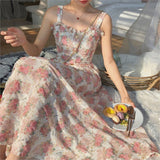 2024 Women Vintage Franch Style Female Strapless Party Dress Casual Holiday Lady Boho Vestido Summer Print Floral Dress