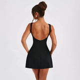 Black O Neck Backless Evening Party Dress Women 2024 Sleeveless Elegant Sexy Dress Bodycon Mini Summer Dress Vestidos